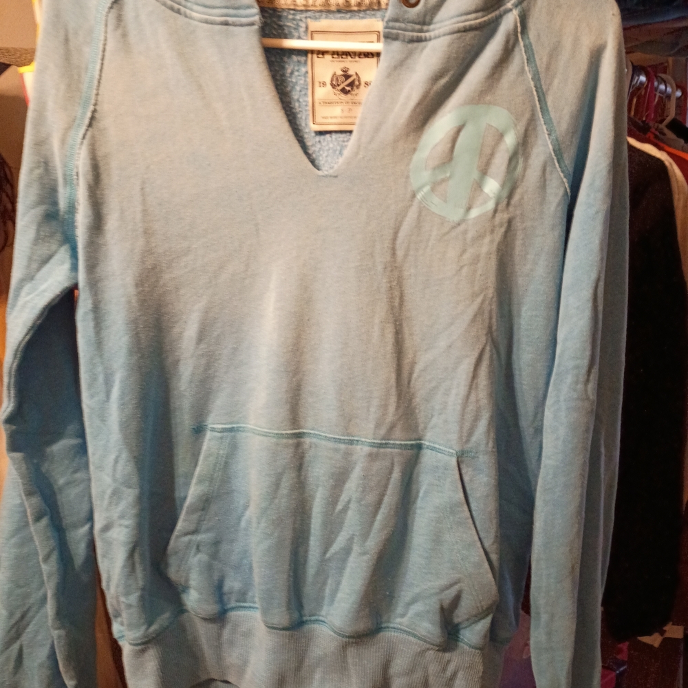 PINK Victoria's Secret Light Blue V-Neck Hoodie